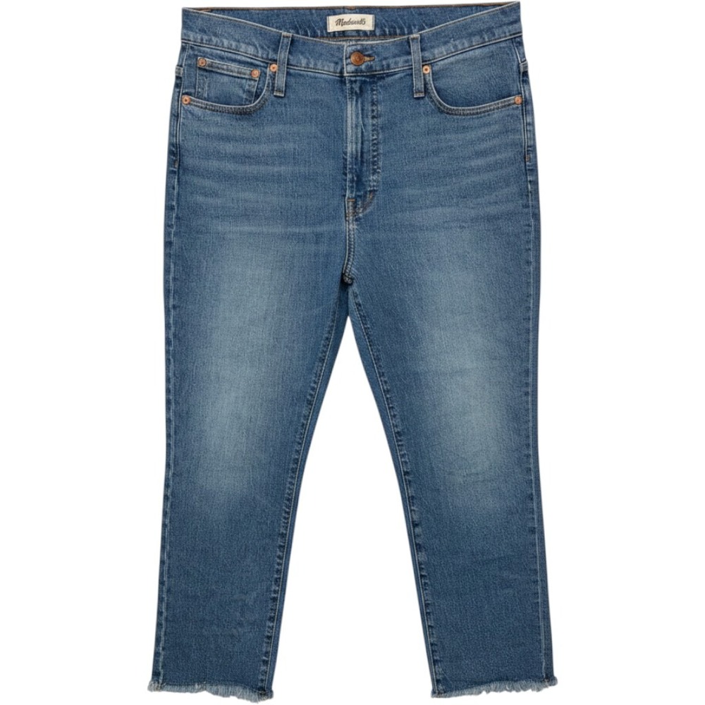 Madewell‎ The Perfect Vintage Jean Womens 32 Blue High Rise Raw Hem Straight
